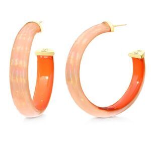 Gold and Honey Iridescent Orange and Gold Medium Hoop Earrings